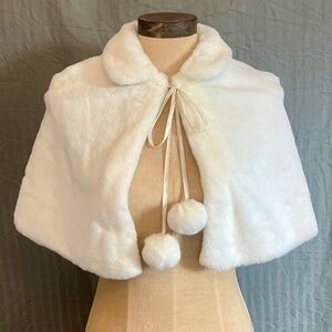 White Faux Fur Capelet